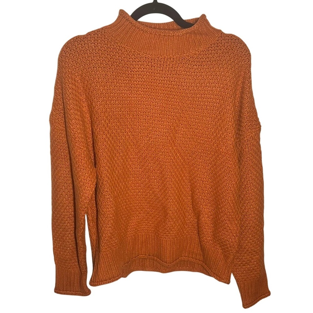 Zesica Womens Sweater Mock Neck Knit Pullover Orange Relaxed Fit Size Medium